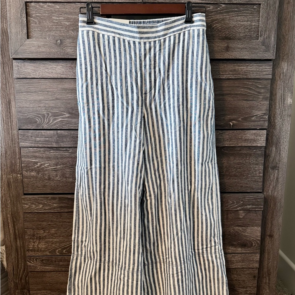 BANANA REPUBLIC WIDE-LEG LINEN-BLEND CROPPED PULL-ON PANT